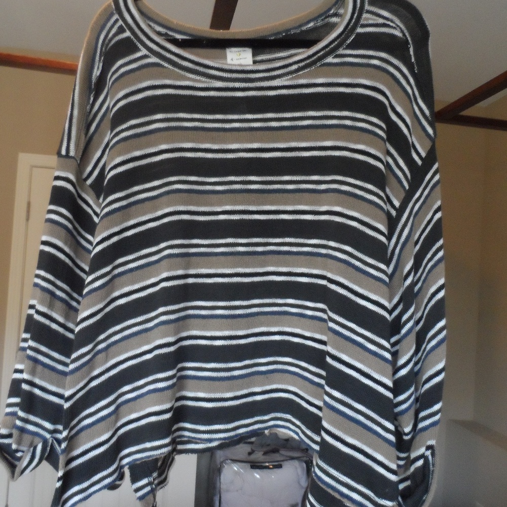 Dolman Sleeve Striped Poncho Sweater